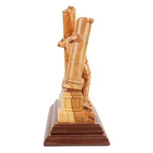Escultura tallada a mano "Samson destruye los pilares" – arte en madera de olivo de Belén (28 cm) - Product Image 2