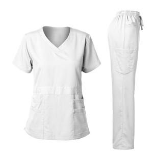 Femmes à manches courtes infirmière gommages costume tissu tissé uniformes hospitaliers cliniques en gros et hôpitaux ensembles de gommages médicaux - Product Image 1