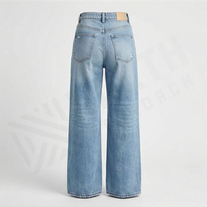 Jeans Rectos de Cintura Media Transpirables para Mujer, Diseño de Mezclilla Ligero y Cómodo, Color Personalizado, Ropa Casual Urbana de Algodón - Product Image 2