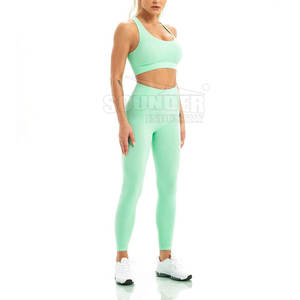 Ensemble de yoga pour femmes ensemble de 2 pièces à motif solide personnalisable de qualité supérieure dernière conception ensemble de yoga à motif solide en gros - Product Image 3
