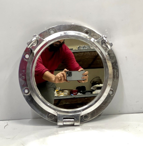 Espejo de ojo de buey de aluminio antiguo, decoración de pared náutica Vintage para ventana de dormitorio o baño - Product Image 2