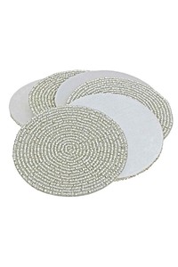 Handcrafted <b>Beaded</b> <b>Coasters</b> Hotel and Restaurant Table Decorative <b>Beaded</b> Items Cotton Fabric Handmade in India for Gifts - Product Image 5