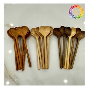 Cuillères en bois naturel, bouleau naturel, cuillère en bois d'acacia, ensemble de couverts en bois et ustensiles de cuisine en teck pour la cuisine - Product Image 2