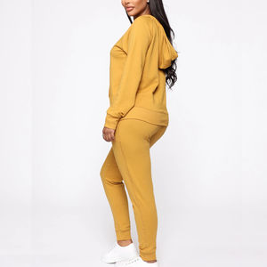 Chándal de algodón de gran tamaño personalizado para mujer, bordada y pantalones de chándal Sudadera con capucha de peso pesado transpirables, conjunto de 2 piezas para invierno - Product Image 2
