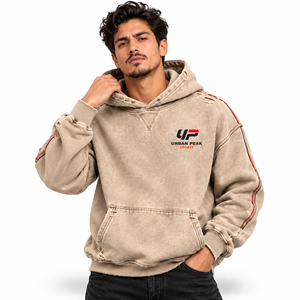 Sweat à capuche moderne pour homme, effet vieilli, avec accents en tissu texturé, silhouette tendance et style décontracté exclusif - Product Image 5