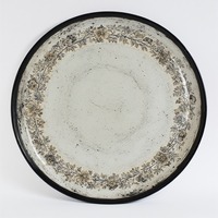 Assiette de présentation en fer crème opaline douce bordure dorée Art moderne Design antique Léger pour buffet de mariage de qualité supérieure