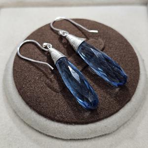 Boucles d'oreilles en forme de goutte en argent Sterling 925 Nice Cut Handmade Designer London Blue Topaz Quartz pour les fêtes de mariage Excellent cadeau - Product Image 4