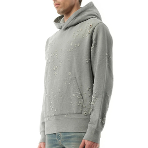 Sudadera con Efecto Desgastado al por Mayor, Sudadera Cuadrada de Alta Calidad, Logotipo Personalizado, 100% Algodón, Sudadera Corta con Bordado Desgastado - Product Image 3