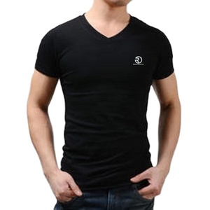 Camiseta personalizada con cuello en V de LICRA de algodón para hombre OEM/Camiseta lisa de manga corta de secado rápido para hombre - Product Image 3