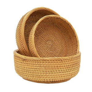 Conjunto de tres cestas redondas de mimbre Diseñador de calidad superior Nueva cesta Acabado personalizado Venta al por mayor Cesta de mimbre - Product Image 2