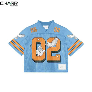 Fútbol americano Jersey Mesh Work Boxy Fit Camisetas Más vendidos Unisex All Over Printed Applique Numbers Tops - Product Image 1