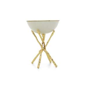 Brûleur d'encens moderne blanc et or en forme de branche, bol rond en métal, design arabe, pour usage domestique et cadeaux au Moyen-Orient et au Golfe - Product Image 3