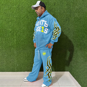 Ensemble de survêtement unisexe en velours 100 % coton, lavage acide, style streetwear, personnalisé OEM, collection hiver 2026, avec sweat à capuche zippé et pantalon de survêtement, motif uni - Product Image 2