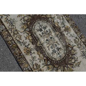 Classic Floral <b>Vintage</b> <b>Rug</b> Beige Brown 3.4 X 6.8 ft Wool Fur Latex Rectangle Patchwork for Living Room Hallway Room Carpet - Product Image 5
