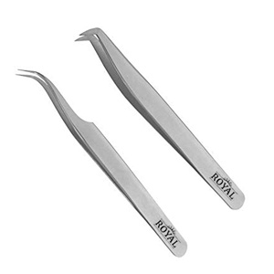Pince à épiler professionnelle japonaise pour extensions de cils, à pointe en fibre, droite et courbée, pour volume et isolation, ensemble de pinces à cils - Product Image 5