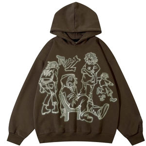 Sudadera con Capucha Personalizada OEM 100% Algodón con Bordado Pesado y Pedrería, Estilo Urbano, Patrón de Letras para Otoño - Product Image 1