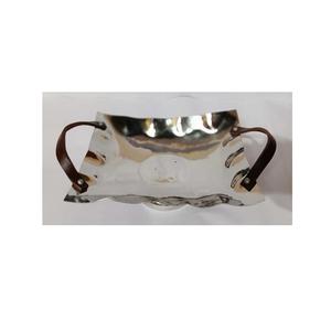 Bandeja para servir alimentos de latón y acero inoxidable con diseño floral con forma redonda para el hogar y la cocina bandejas de metal de tamaño personalizado para servir - Product Image 3