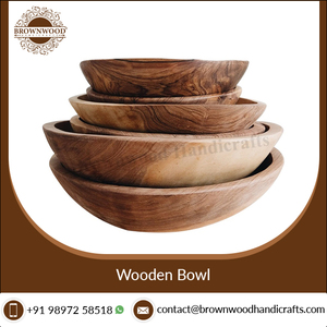Tazón para Servir Hecho a Mano de Madera de Acacia Sólida de Alta Calidad, Acabado Natural, Ecológico, para Fiestas, Compradores Mayoristas, Hogar y Cocina - Product Image 3