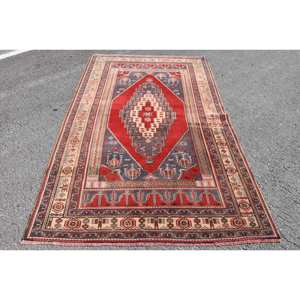 Tapis turc vintage 4.7x7.4 pieds rouge noir Style Kilim grande surface tapis en laine Latex support Patchwork pour couloir chambre décor - Product Image 1