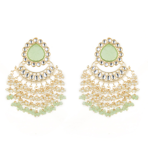 คุณภาพการส่งออกต่างหูชุบทอง indo Western chand 109252เครื่องประดับทำมือในอินเดีย - Product Image 1