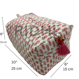 Handmade Vintage Style Reusable Eco-Friendly Quilted Tote <b>Bag</b> Zipper Closure Durable Portable for <b>Travel</b> for Cosmetic <b>Makeup</b> - Product Image 2