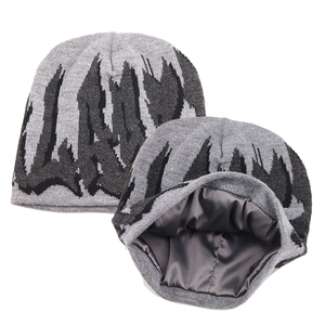 Venta al por mayor de gorros de satén con logotipo personalizado de Jacquard, gorros de punto con forro de seda personalizados de fabricantes para hombres - Product Image 1