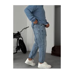 Pantalones vaqueros de pierna ancha lavados tejidos Hip Hop para hombre, pantalones cargo 100% algodón - Product Image 2