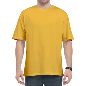T-shirt surdimensionné pour hommes d'été à prix réduit 100% coton tissu doux à motif solide (240 grammes) pour vêtements de club et de sport - Product Image 1