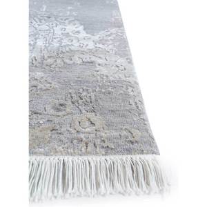 Tapis en laine et soie noués à la main Aurora gris et noir, motif médaillon rectangulaire en puzzle pour la maison, le couloir, le salon, modèle SKWS-104 - Product Image 4