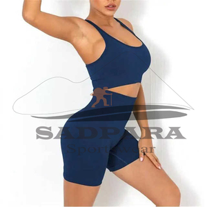 Ropa Deportiva para Mujer con Logotipo Personalizado, Conjunto de 2 Piezas de Algodón Transpirable, Shorts de Yoga Acanalados, Top Corto, Ropa Deportiva sin Costuras - Product Image 5