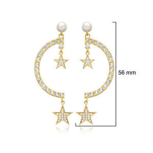 หิน CZ สีขาวการออกแบบที่ไม่ซ้ํากันดาวขายส่งต่างหูสตั๊ดขายส่ง 925 เงินสเตอร์ลิงผู้หญิงเครื่องประดับตุรกี - Product Image 5