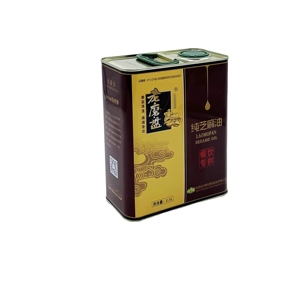 Boîte en fer blanc rectangulaire de qualité alimentaire 2,5 L pour huile d'olive avec couvercle en plastique et impression offset - Product Image 2