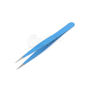 Pince à épiler professionnelle personnalisée en acier inoxydable pour extension de cils Conception à pointe inclinée incurvée de haute qualité Impression de cils Couleur personnalisée - Product Image 5