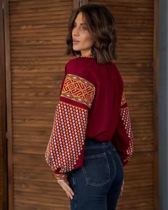 Blusas ucranianas para mujer, cuello redondo bordado, alta moda, manga larga con globo, cuello redondo, ropa de fiesta, Top ucraniano de lujo - Product Image 2