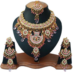Indian Royal Zircon <b>Gold</b> Plated Classic Bridal Jewelry Set Women Wedding Traditional Elegance Ethnic Regal Finish - Product Image 1