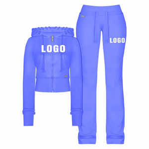 Conjunto de chándal informal para mujer, chándales con logotipo personalizado para mujer, conjunto de Sudadera con capucha desgastada, chándales para mujer - Product Image 3