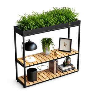 100x30x88cm Standing Type Hallway Decorative <b>Shelf</b> with Iron Frame Rubber Wood-CST068 - Product Image 1