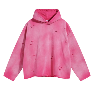 OEM personalizado Vintage Sun Faded Drop Shoulder Sudadera con capucha desgastada de gran tamaño para las mujeres Loose Fit Pullover sudadera Streetwear Casual - Product Image 6