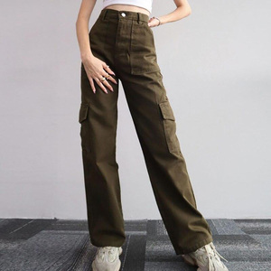 กางเกงขาตรงขากว้างสไตล์วินเทจสำหรับผู้หญิงสำหรับฤดูร้อนกางเกงคาร์โก้ทรงหลวมโอเวอร์ไซส์ - Product Image 1