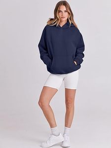 Vente en gros de sweats à capuche surdimensionnés pour femmes coupe ample pour femmes manches longues sweat à capuche décontracté grande taille épais pour femmes mode - Product Image 2