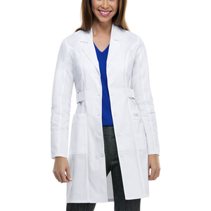 Bata de laboratorio blanca para mujer, de algodón y poliéster, uniforme hospitalario, lista para detección de agujas - Product Image 2