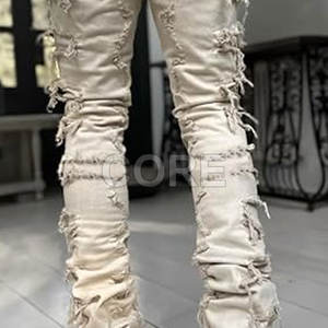 Pantalones apilados para hombre de última llegada Moq bajo, pantalones apilados para hombre a precio barato, pantalones lavados para hombre - Product Image 6