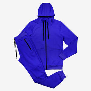 Ensemble de survêtement pour homme en molleton technique doublé, couleur bordeaux, avec sweat à capuche zippé et pantalon de jogging, élégant, respirant, en coton/polyester - Product Image 6