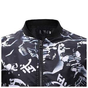 Veste d'université coupe-vent pour hommes bonne qualité veste de baseball en cuir à manches courtes avec col montant toile tissu en gros - Product Image 3