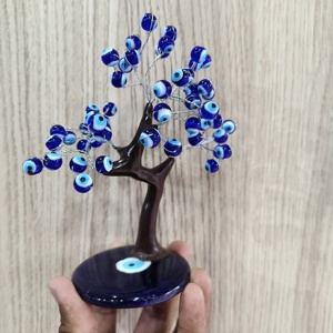 Fait à la main bleu turc mauvais œil arbre hibou oeil perles sur mauvais œil plaque bonne chance charme sagesse stabilité Fengshui Kavach - Product Image 3