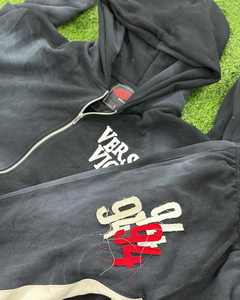 Vêtement de sport à capuche zippé en molleton d'hiver décontracté, 100% coton, délavé à l'acide, teint en pièce, broderie effet vieilli, séchage rapide, grande taille personnalisée - Product Image 5