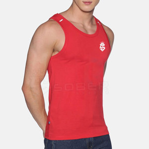 Débardeur en tricot respirant imprimé avec logo personnalisé pour hommes, séchage rapide, polyester/coton, gilet d'entraînement décontracté, design sans manches - Product Image 5