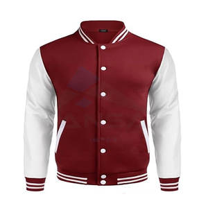 แจ็คเก็ตเลตเตอร์แมนแบบพรีเมียมสำหรับผู้ชาย ผ้าแคนวาส ระบายอากาศได้ดี สไตล์เบสบอล ปักโลโก้และแพทช์อย่างดี สีเบอร์กันดี - Product Image 1