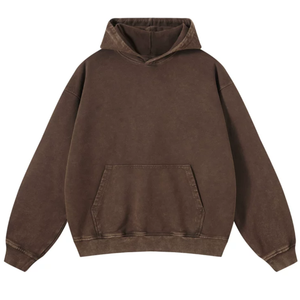 Sweat-shirts et pulls à capuche pour hommes en coton épais, coupe classique, uni, teinture unie - Product Image 4