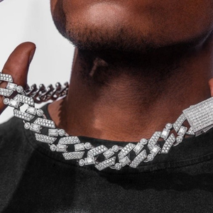 Pulsera de cadena cubana de diamante completo de 14mm para mujer, collar de joyería fina de eslabones cubanos de CZ helado Chapado en plata - Product Image 2